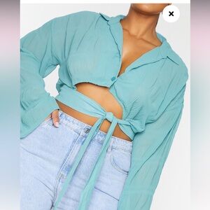 Mint cropped blouse